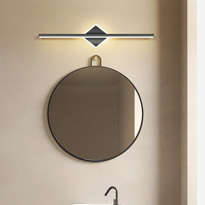 Lámpara de pared frontal de espejo LED de tira larga geométrica de hierro y aluminio de simplicidad contemporánea para dormitorio 