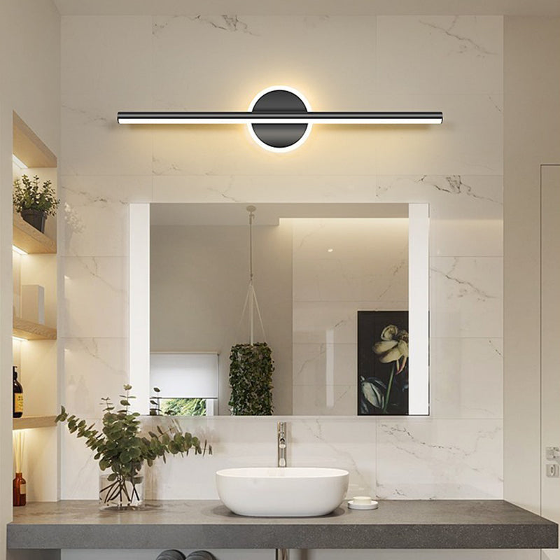 Lámpara de pared frontal de espejo LED de tira larga geométrica de hierro y aluminio de simplicidad contemporánea para dormitorio 