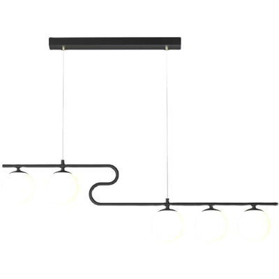 Moderne Mid-Century Eisen Gerade Linie Glas Kugelschirm 5-Licht Pendelleuchte Insel Licht Für Wohnzimmer 