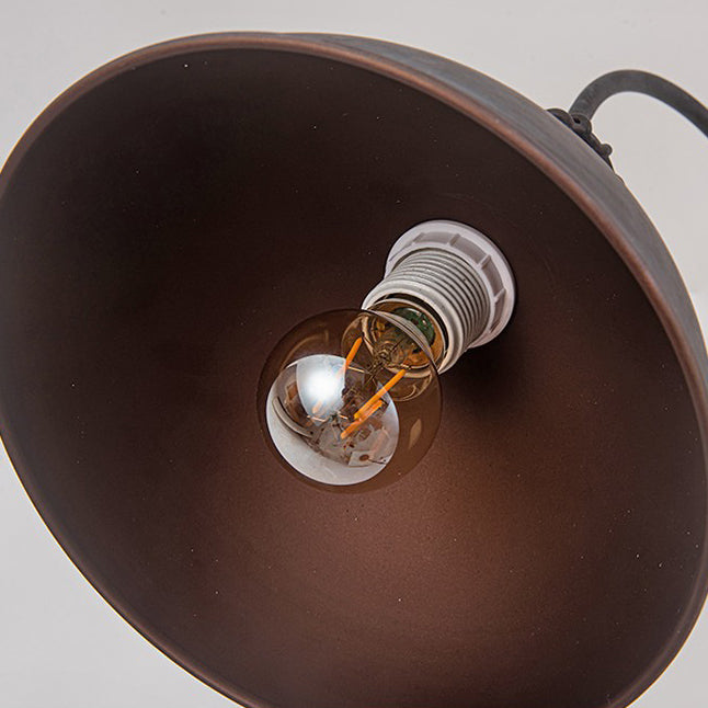 Traditional Colonial Distressed Iron Rotatable Semicircle Shade Adjustable Rod 1-Light Standing Floor Lamp For Bedroom