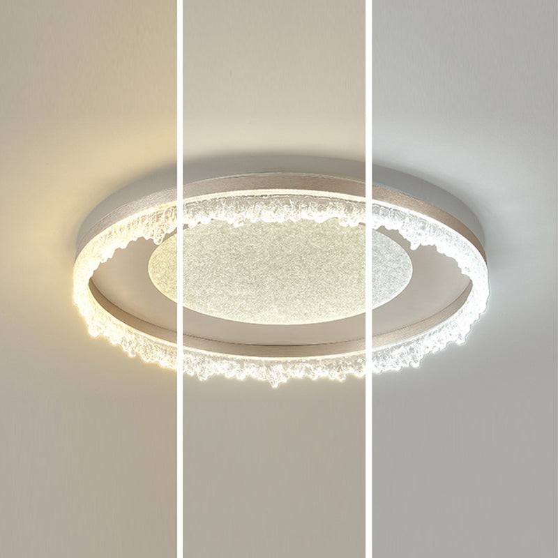 現代的な高級鉄アルミラウンドシェードLEDフラッシュマウントシーリングライトリビングルーム用 