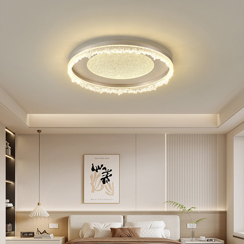Contemporary Luxury Iron Aluminum Round Shade LED Flush Mount Ceiling Light For Living Room
