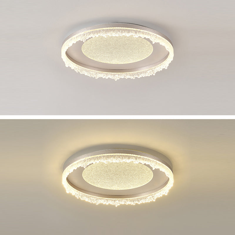 現代的な高級鉄アルミラウンドシェードLEDフラッシュマウントシーリングライトリビングルーム用 