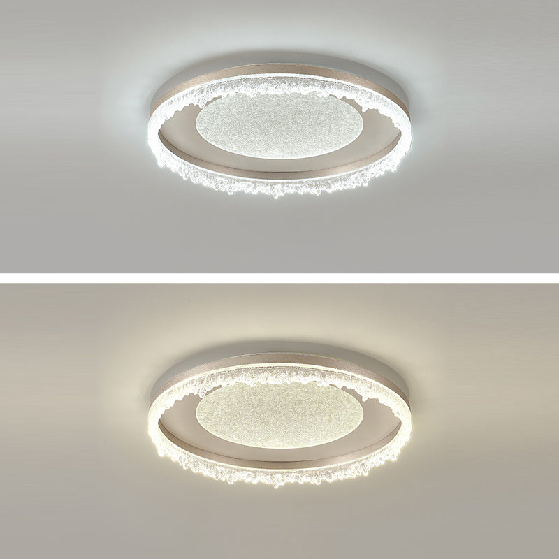 現代的な高級鉄アルミラウンドシェードLEDフラッシュマウントシーリングライトリビングルーム用 