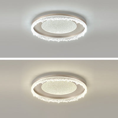 Contemporary Luxury Iron Aluminum Round Shade LED Flush Mount Ceiling Light For Living Room