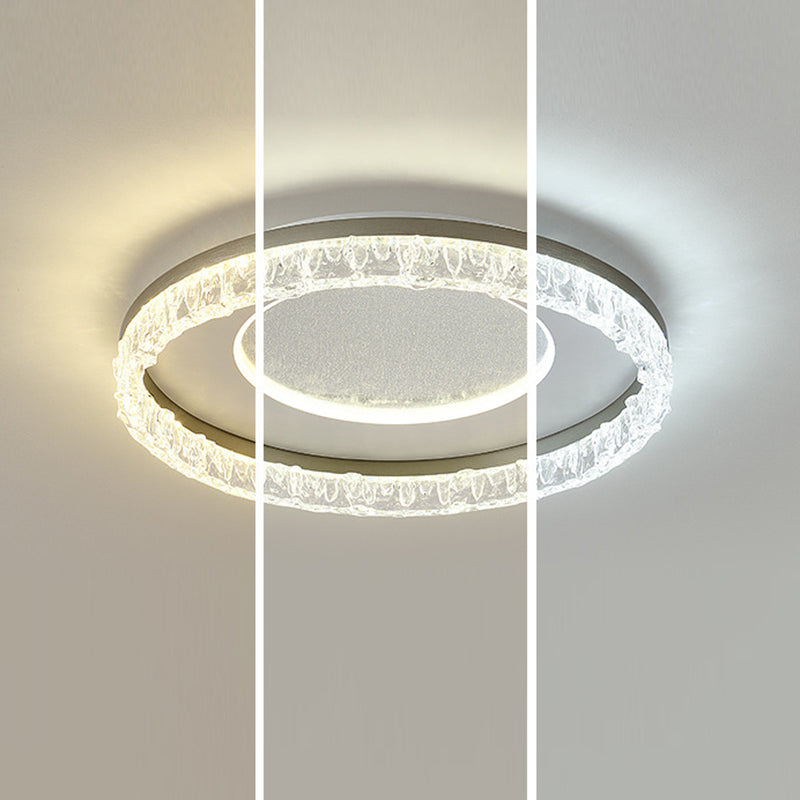 Contemporary Luxury Iron Aluminum Round Shade LED Flush Mount Ceiling Light For Living Room