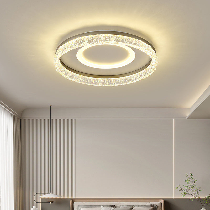 Contemporary Luxury Iron Aluminum Round Shade LED Flush Mount Ceiling Light For Living Room