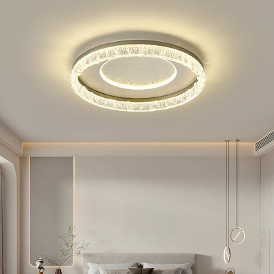 Contemporary Luxury Iron Aluminum Round Shade LED Flush Mount Ceiling Light For Living Room