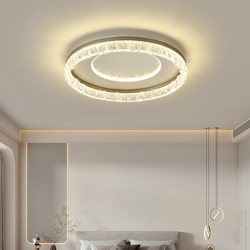 Contemporary Luxury Iron Aluminum Round Shade LED Flush Mount Ceiling Light For Living Room