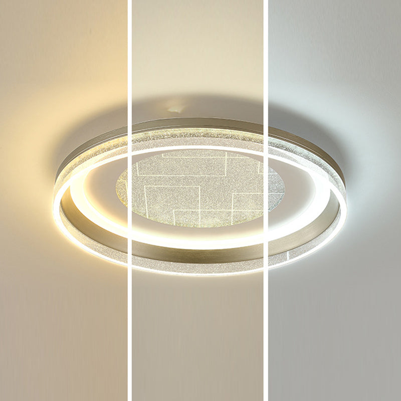 Contemporary Luxury Iron Aluminum Round Shade LED Flush Mount Ceiling Light For Living Room