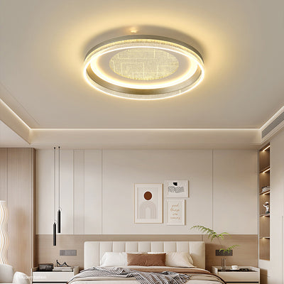 Contemporary Luxury Iron Aluminum Round Shade LED Flush Mount Ceiling Light For Living Room