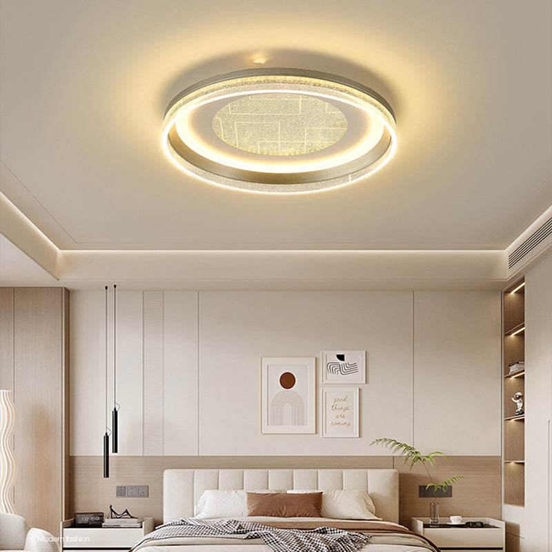 Contemporary Luxury Iron Aluminum Round Shade LED Flush Mount Ceiling Light For Living Room