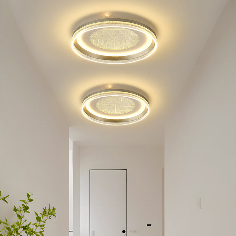 Contemporary Luxury Iron Aluminum Round Shade LED Flush Mount Ceiling Light For Living Room