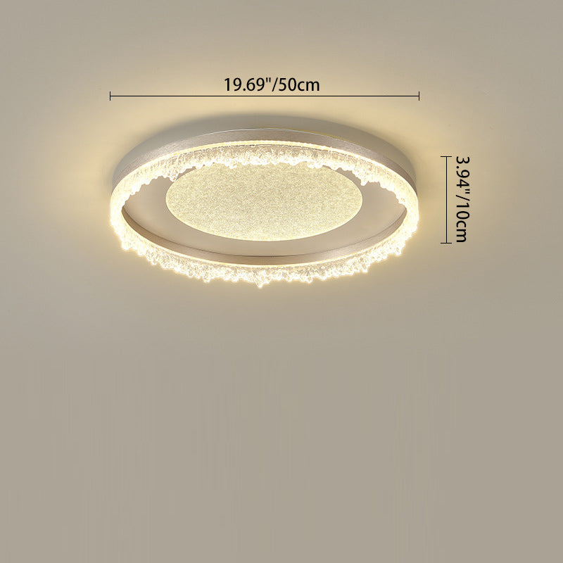 Contemporary Luxury Iron Aluminum Round Shade LED Flush Mount Ceiling Light For Living Room