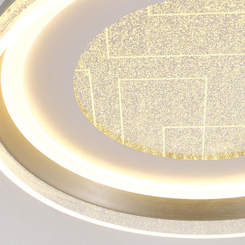Contemporary Luxury Iron Aluminum Round Shade LED Flush Mount Ceiling Light For Living Room