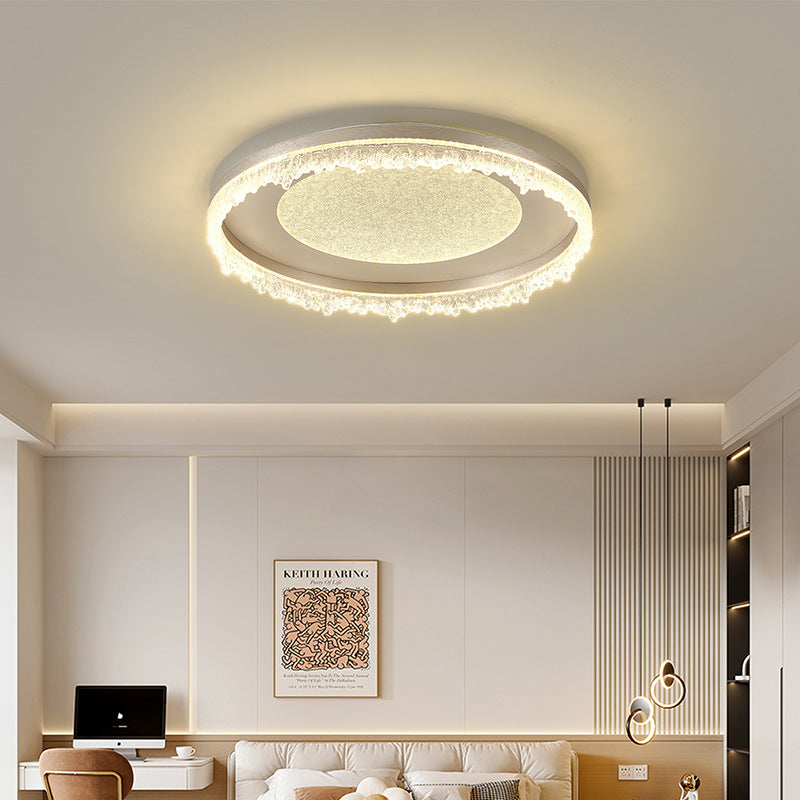 Contemporary Luxury Iron Aluminum Round Shade LED Flush Mount Ceiling Light For Living Room