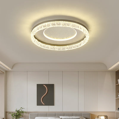 Contemporary Luxury Iron Aluminum Round Shade LED Flush Mount Ceiling Light For Living Room
