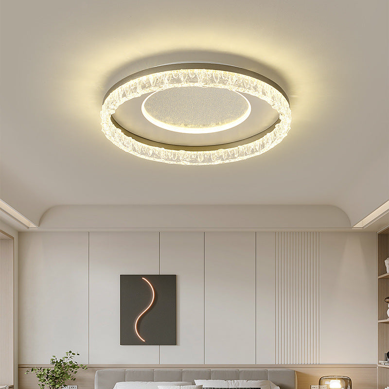 Contemporary Luxury Iron Aluminum Round Shade LED Flush Mount Ceiling Light For Living Room