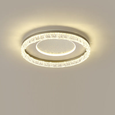 Contemporary Luxury Iron Aluminum Round Shade LED Flush Mount Ceiling Light For Living Room