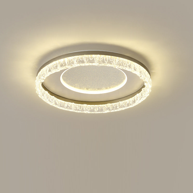 Contemporary Luxury Iron Aluminum Round Shade LED Flush Mount Ceiling Light For Living Room