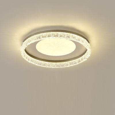 Contemporary Luxury Iron Aluminum Round Shade LED Flush Mount Ceiling Light For Living Room