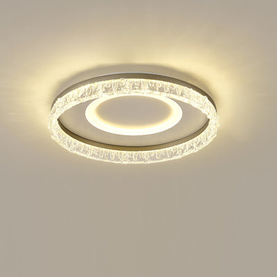 Contemporary Luxury Iron Aluminum Round Shade LED Flush Mount Ceiling Light For Living Room