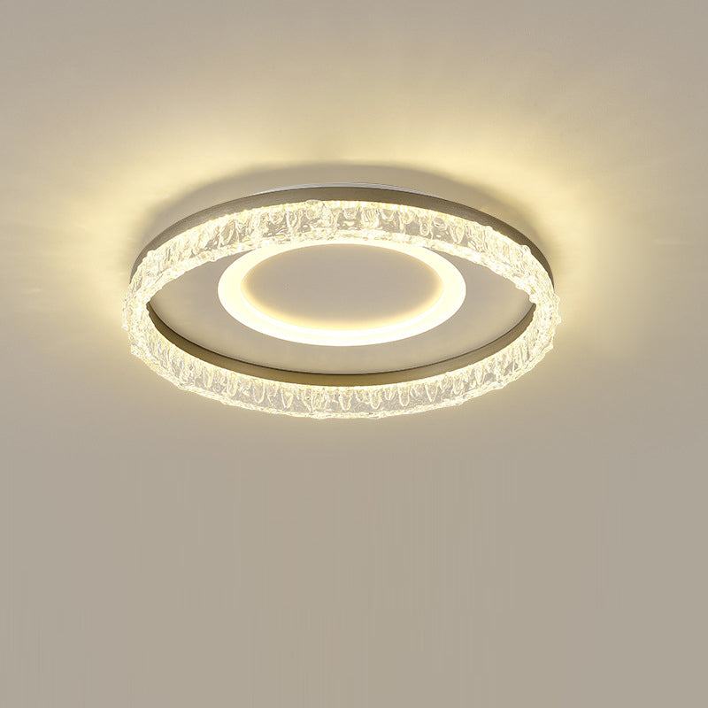 Contemporary Luxury Iron Aluminum Round Shade LED Flush Mount Ceiling Light For Living Room