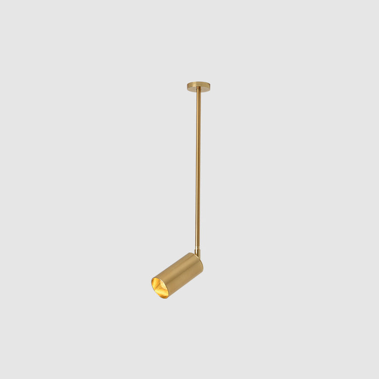 Suspension LED moderne minimaliste avec abat-jour en cylindre de fer et longue tige pour salon 