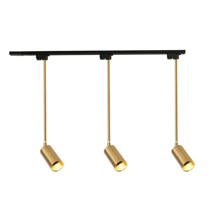 Suspension LED moderne minimaliste avec abat-jour en cylindre de fer et longue tige pour salon 