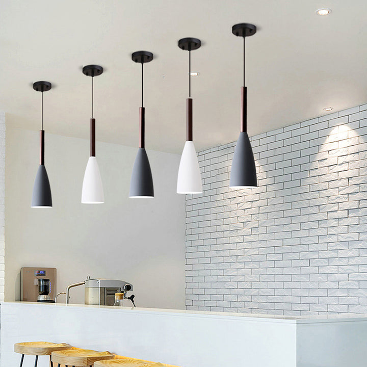 Suspension Luminaire à Une Lumière en Forme de Cône Géométrique en Fer Macaron Scandinave Contemporain pour Salon 