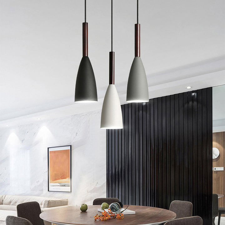 Suspension Luminaire à Une Lumière en Forme de Cône Géométrique en Fer Macaron Scandinave Contemporain pour Salon 
