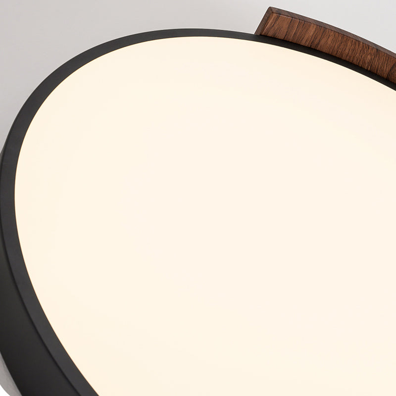 Traditionelle japanische Eisen-Faux-Holzmaserung PVC runde Schirm LED Deckenleuchte für Wohnzimmer 