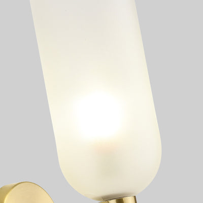 Applique murale 2 lumières en cuivre traditionnel chinois avec abat-jour en verre, éclairage vers le haut et vers le bas, pour chambre à coucher 