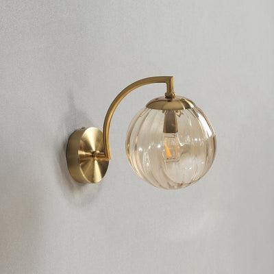 Modern Simplicity Water Corrugated Glass Sphere Shade Hardware 1-Light Wall Sconce Lamp For Bedroom
