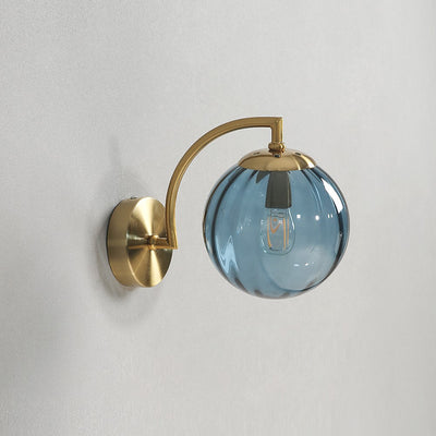 Modern Simplicity Water Corrugated Glass Sphere Shade Hardware 1-Light Wall Sconce Lamp For Bedroom