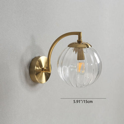 Modern Simplicity Water Corrugated Glass Sphere Shade Hardware 1-Light Wall Sconce Lamp For Bedroom