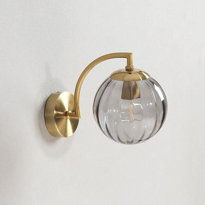 Modern Simplicity Water Corrugated Glass Sphere Shade Hardware 1-Light Wall Sconce Lamp For Bedroom