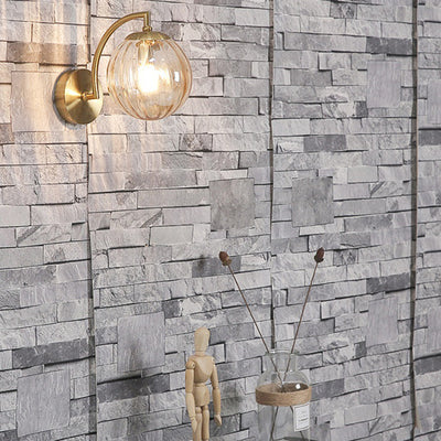 Modern Simplicity Water Corrugated Glass Sphere Shade Hardware 1-Light Wall Sconce Lamp For Bedroom