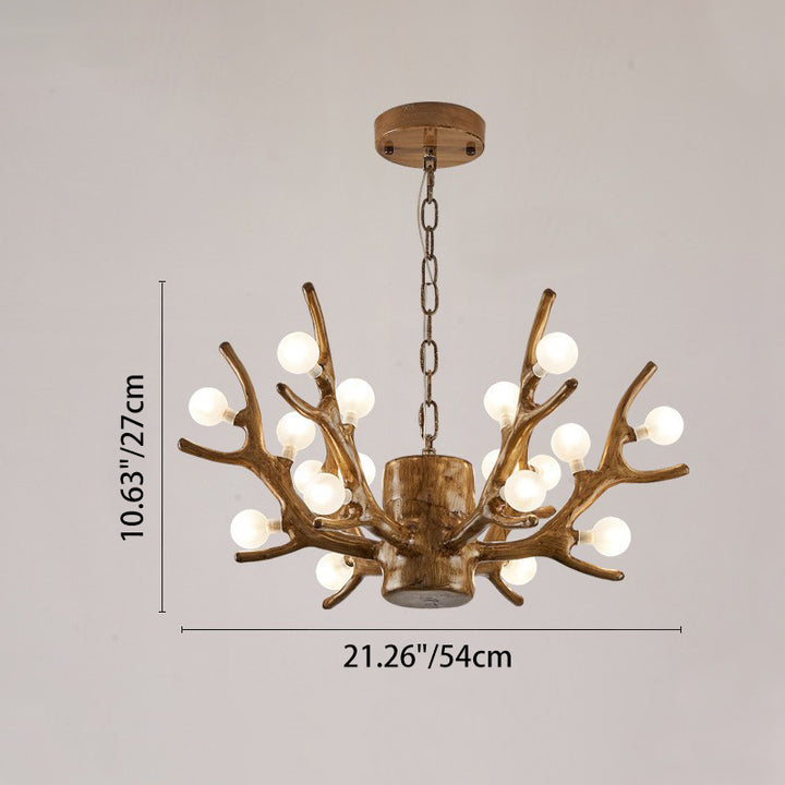 Modern Art Deco Antlers Resin Branches Glass Ball Shade 18-Light Chandelier For Living Room