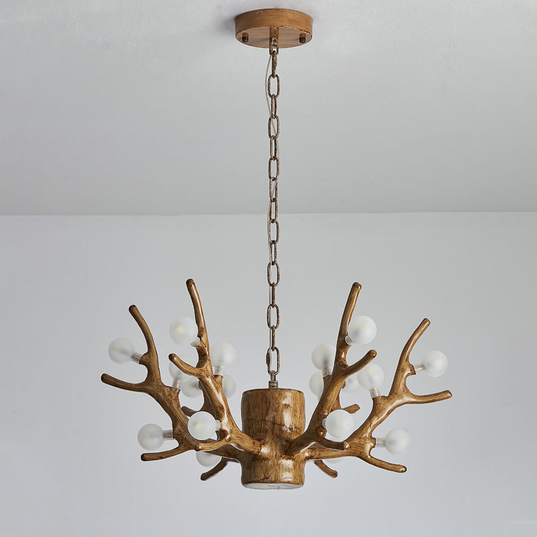 Modern Art Deco Antlers Resin Branches Glass Ball Shade 18-Light Chandelier For Living Room