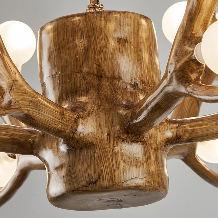 Modern Art Deco Antlers Resin Branches Glass Ball Shade 18-Light Chandelier For Living Room