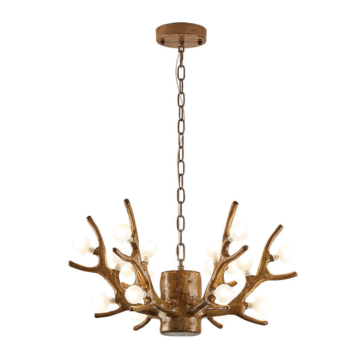 Modern Art Deco Antlers Resin Branches Glass Ball Shade 18-Light Chandelier For Living Room