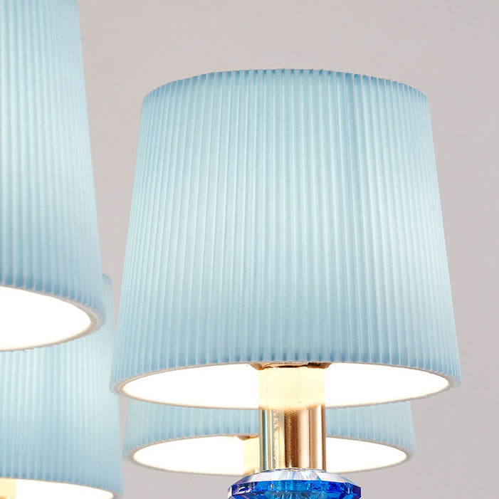 Art déco moderne avec abat-jour en tissu plissé, cadre en alliage de zinc, lustre à 6/8 lumières pour salon 