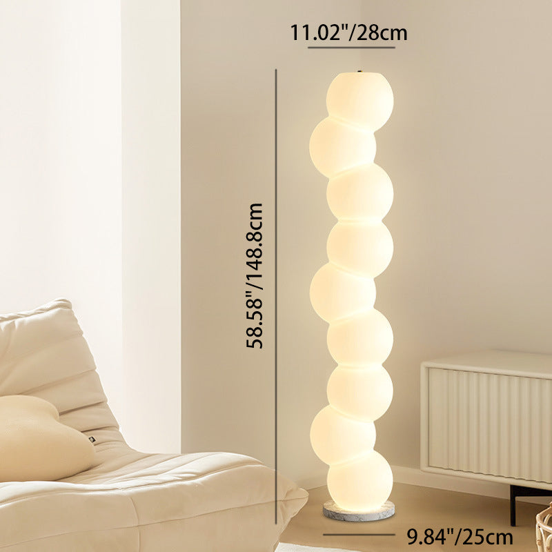 Zeitgenössische Einfachheit PE Ball Spieß Marmor Basis LED Stehende Stehlampe Für Schlafzimmer 