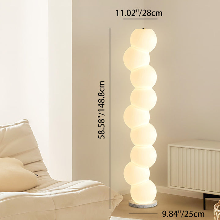 Zeitgenössische Einfachheit PE Ball Spieß Marmor Basis LED Stehende Stehlampe Für Schlafzimmer 