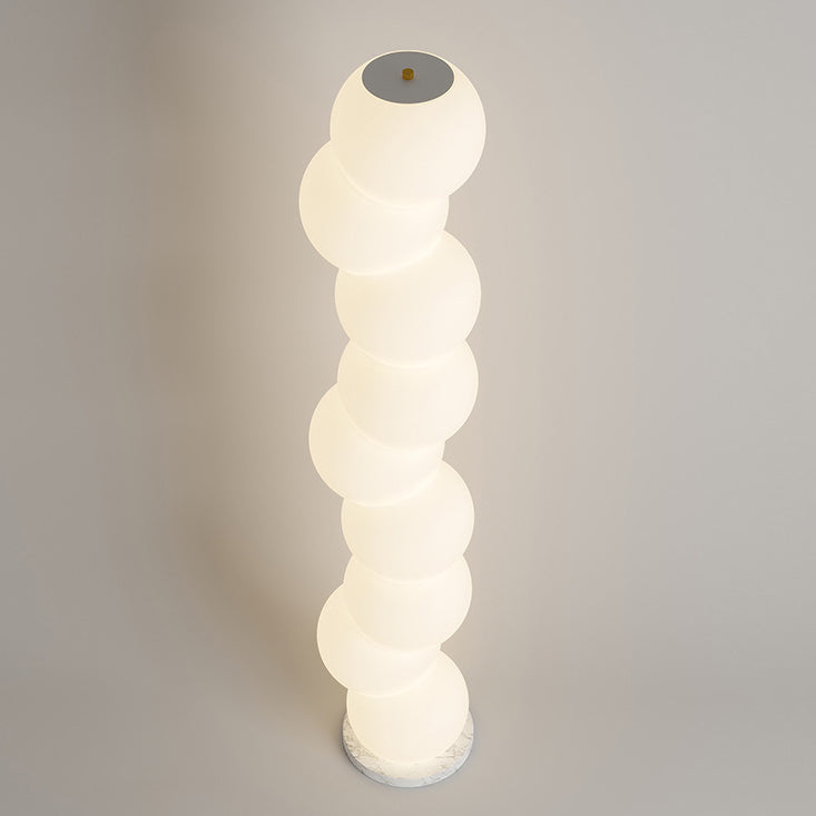 Zeitgenössische Einfachheit PE Ball Spieß Marmor Basis LED Stehende Stehlampe Für Schlafzimmer 