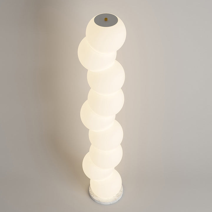 Zeitgenössische Einfachheit PE Ball Spieß Marmor Basis LED Stehende Stehlampe Für Schlafzimmer 