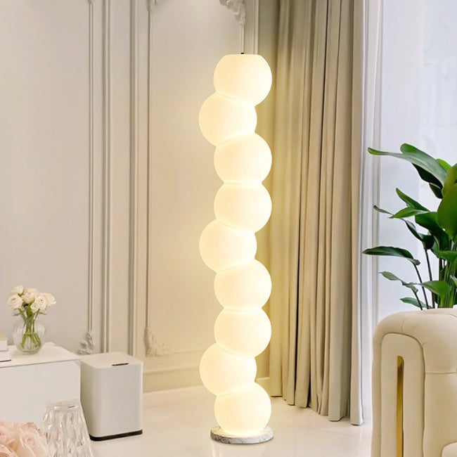 Zeitgenössische Einfachheit PE Ball Spieß Marmor Basis LED Stehende Stehlampe Für Schlafzimmer 