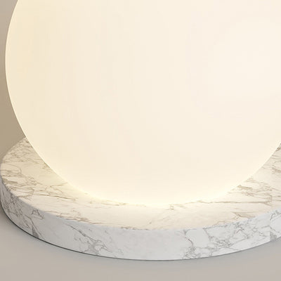 مصباح أرضي قائم LED بقاعدة رخامية وعصا كروية PE بتصميم بسيط ومعاصر لغرفة النوم 
