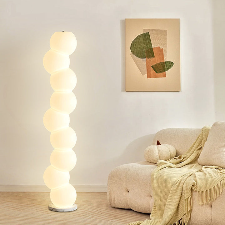 Zeitgenössische Einfachheit PE Ball Spieß Marmor Basis LED Stehende Stehlampe Für Schlafzimmer 